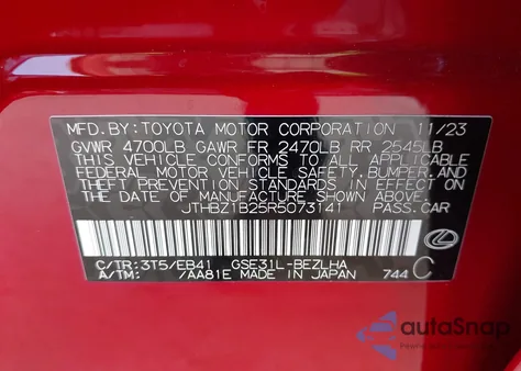 2024 Lexus Is 350 F Sport Design z USA, uszkodzony, nr VIN JTHBZ1B25R5073141